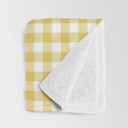 Gingham Check Pattern in Mustard Yellow and White Throw Blanket Gallery Image 3