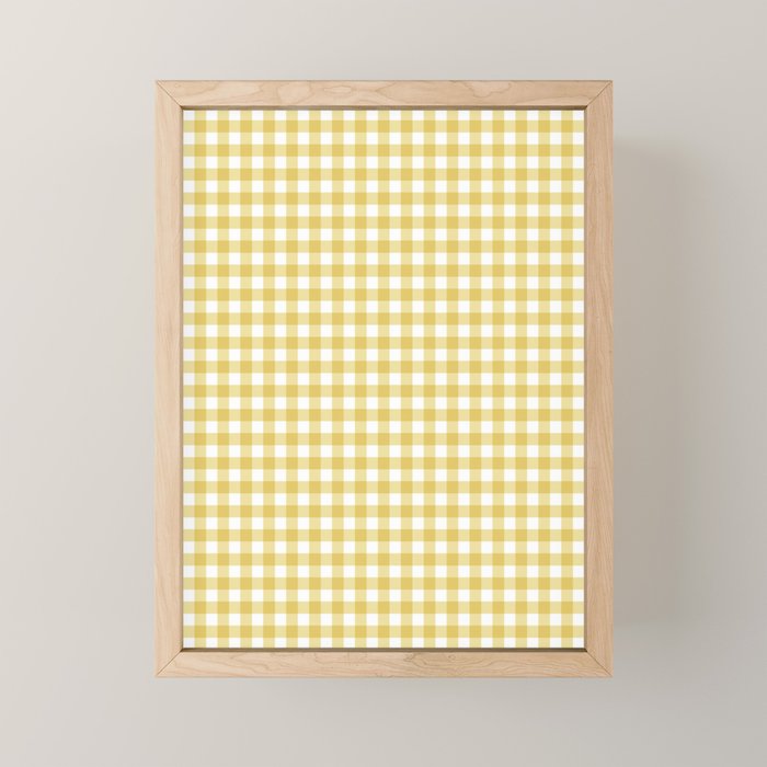 Gingham Check Pattern in Mustard Yellow and White Mini Art Print Gallery Image 1