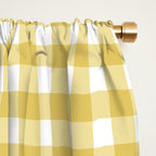 Gingham Check Pattern in Mustard Yellow and White Window Curtain Gallery Image 2