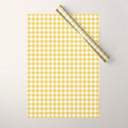 Gingham Check Pattern in Mustard Yellow and White Wrapping Paper Gallery Image 1