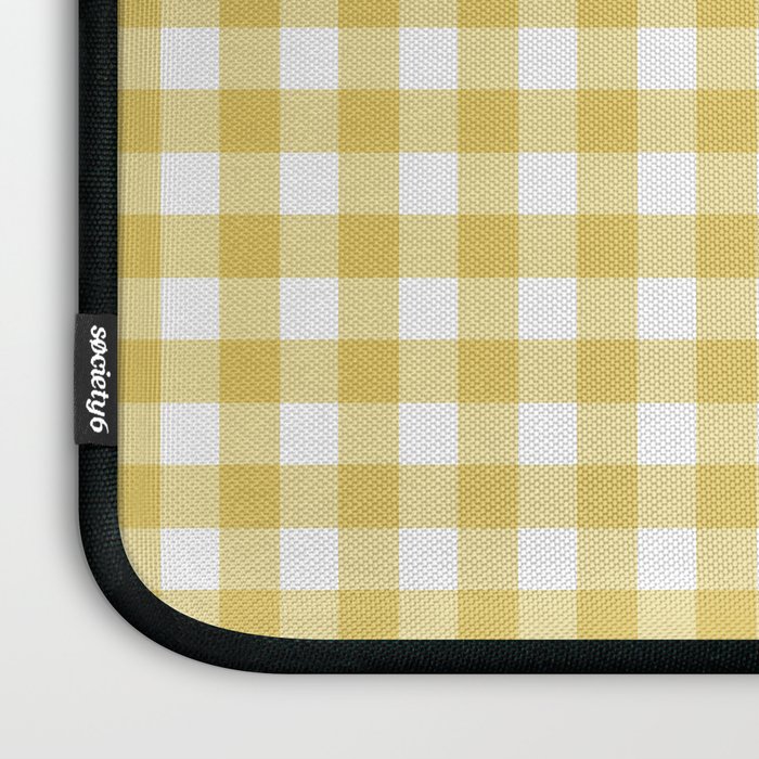 Gingham Check Pattern in Mustard Yellow and White Laptop Sleeve Gallery Image 3