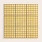 Gingham Check Pattern in Mustard Yellow and White Wood Wall Art Gallery Image 1