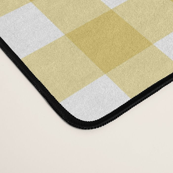 Gingham Check Pattern in Mustard Yellow and White Desk Mat Gallery Image 4