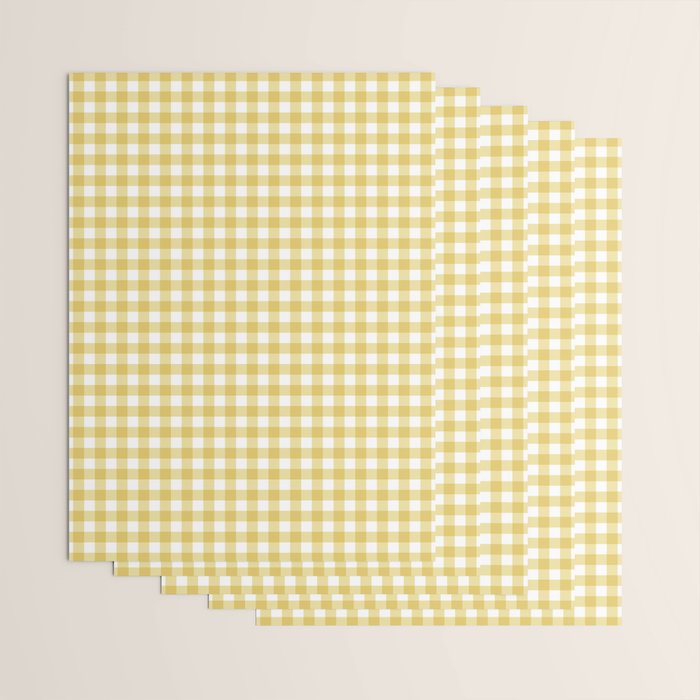 Gingham Check Pattern in Mustard Yellow and White Wrapping Paper Gallery Image 3