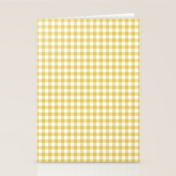 Gingham Check Pattern in Mustard Yellow and White Stationery Card Gallery Image 1