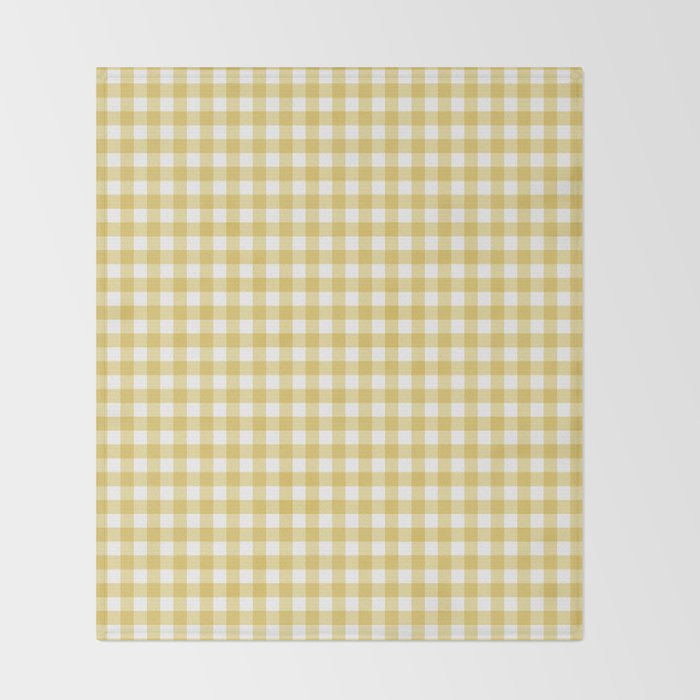 Gingham Check Pattern in Mustard Yellow and White Throw Blanket Gallery Image 2