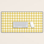 Gingham Check Pattern in Mustard Yellow and White Desk Mat Gallery Image 1