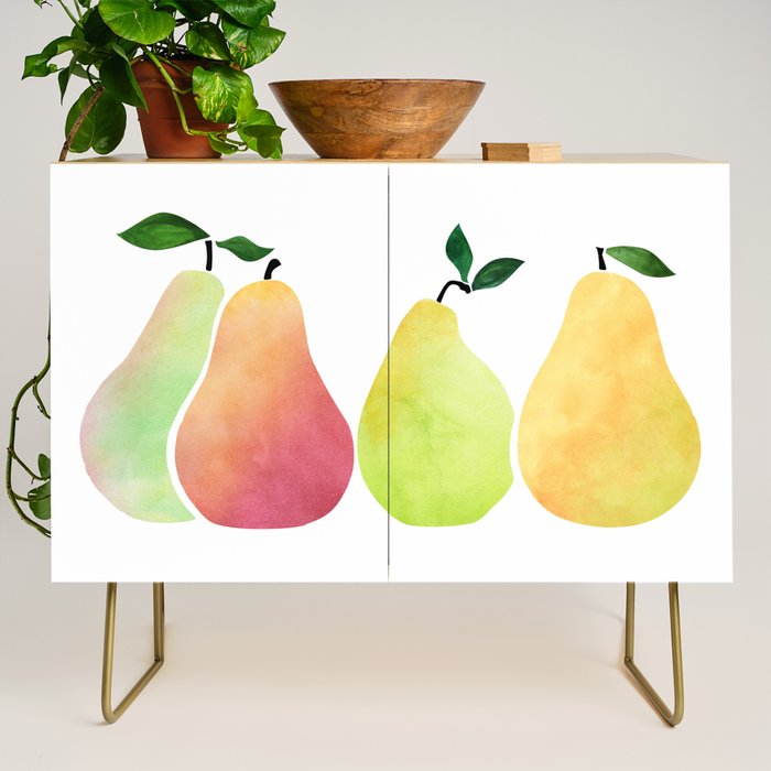 Watercolor Pears / Fruit Illustration Credenza Gallery Image 1