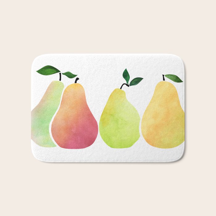 Watercolor Pears / Fruit Illustration Bath Mat Gallery Image 1