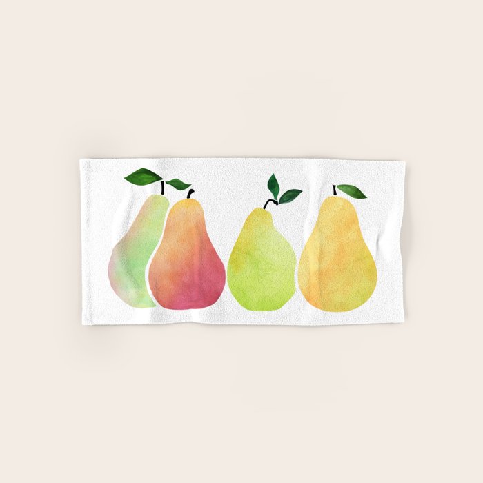Watercolor Pears / Fruit Illustration Bath Towel Gallery Image 1