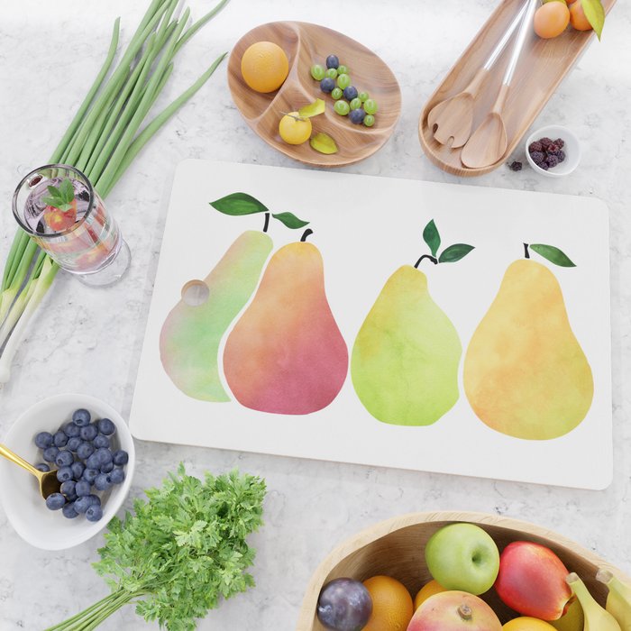 Watercolor Pears / Fruit Illustration Cutting Board Gallery Image 2