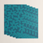 Daisy Time Retro Floral Pattern in Teal Blue Wrapping Paper Gallery Image 3