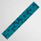 Daisy Time Retro Floral Pattern in Teal Blue Table Runner Gallery Image 3