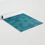 Daisy Time Retro Floral Pattern in Teal Blue Yoga Mat Gallery Image 2