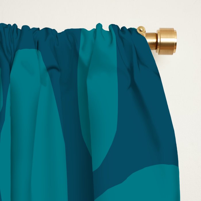 Daisy Time Retro Floral Pattern in Teal Blue Window Curtain Gallery Image 2