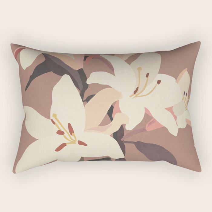 White Lilies 3 Rectangular Pillow Gallery Image 1