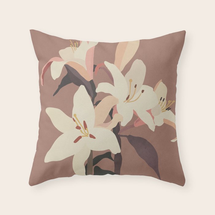 White Lilies 3 Throw Pillow Gallery Image 1