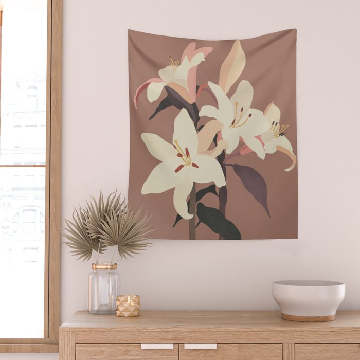 White Lilies 3 Wall Tapestry Gallery Image 2