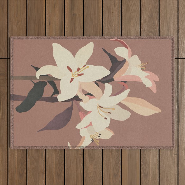White Lilies 3 Outdoor Rug Gallery Image 1