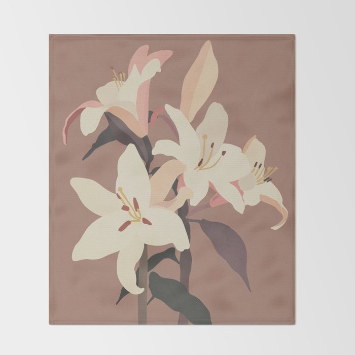 White Lilies 3 Throw Blanket Gallery Image 2