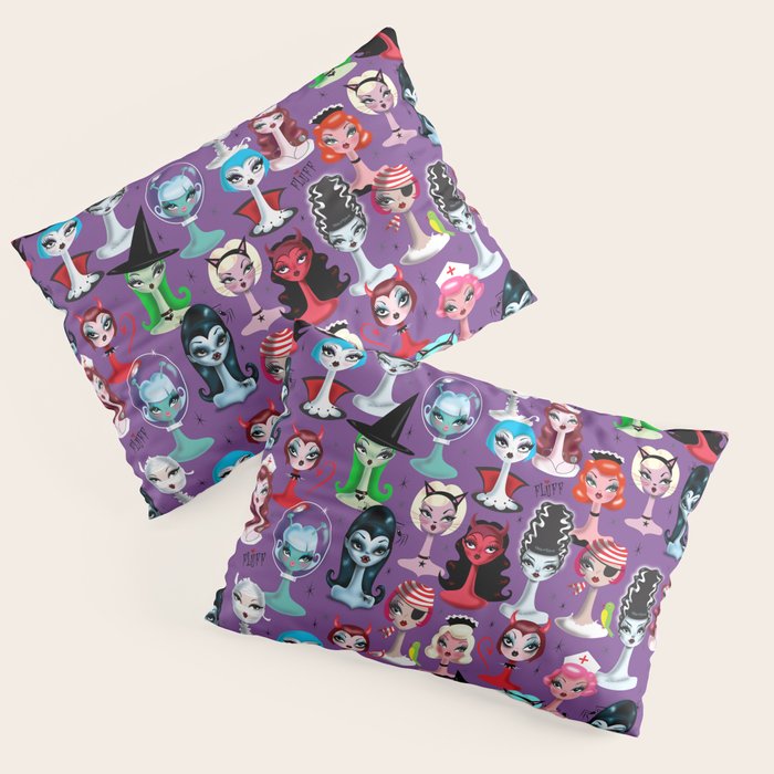 Spooky Dolls Purple Pillow Sham Gallery Image 1