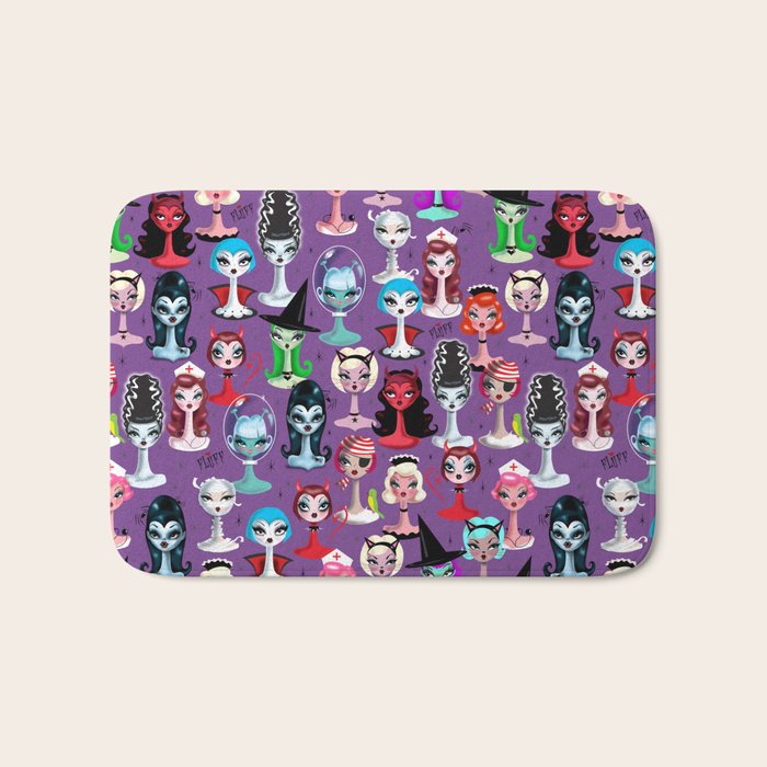 Spooky Dolls Purple Bath Mat Gallery Image 1
