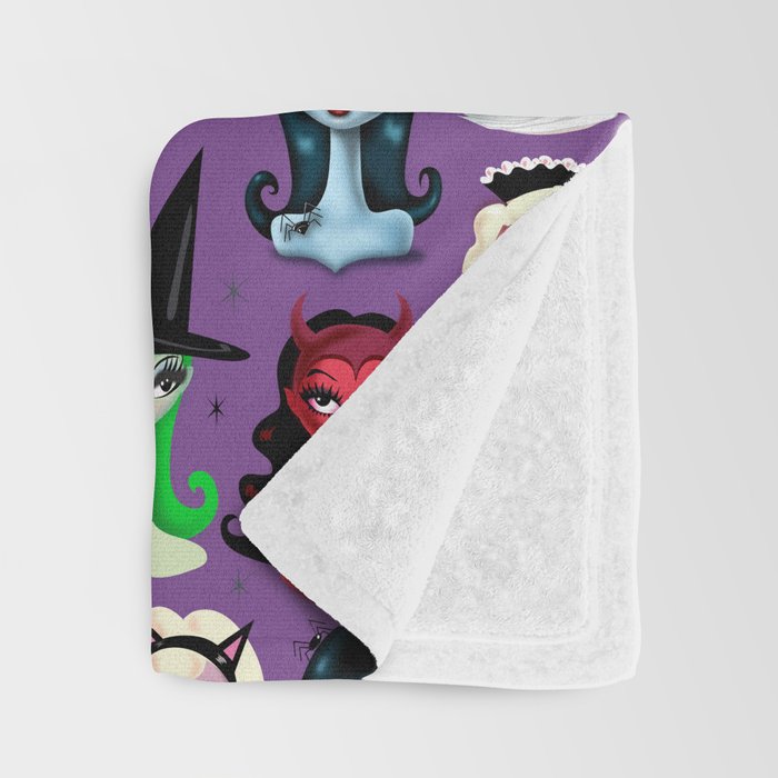 Spooky Dolls Purple Throw Blanket Gallery Image 3