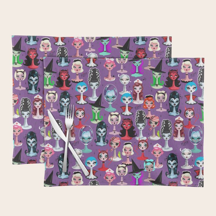 Spooky Dolls Purple Placemat Gallery Image 1