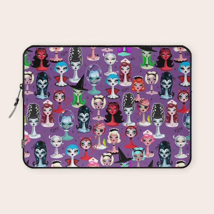 Spooky Dolls Purple Laptop Sleeve Gallery Image 1