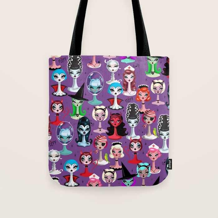 Spooky Dolls Purple Tote Bag Gallery Image 1