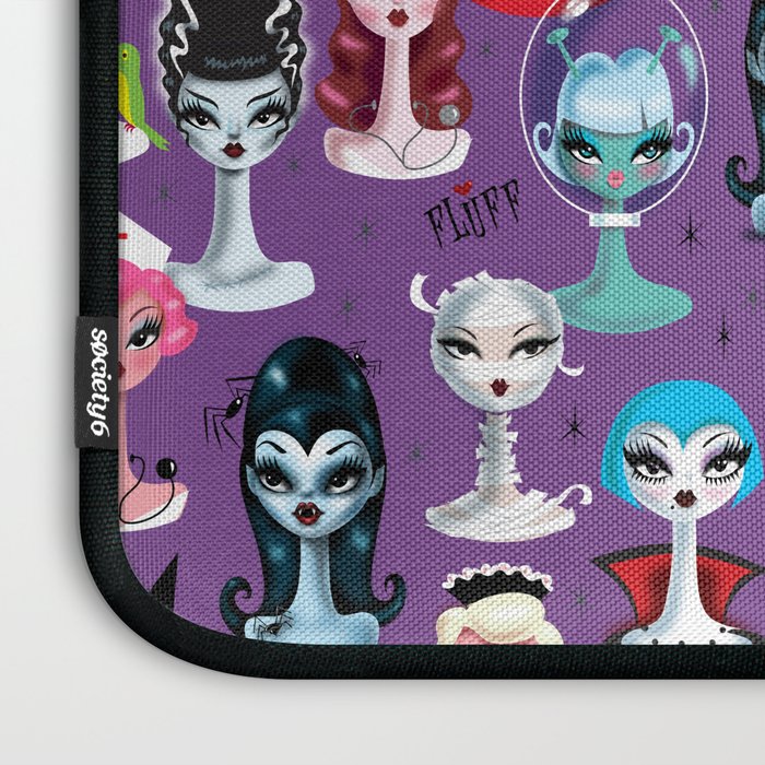 Spooky Dolls Purple Laptop Sleeve Gallery Image 3