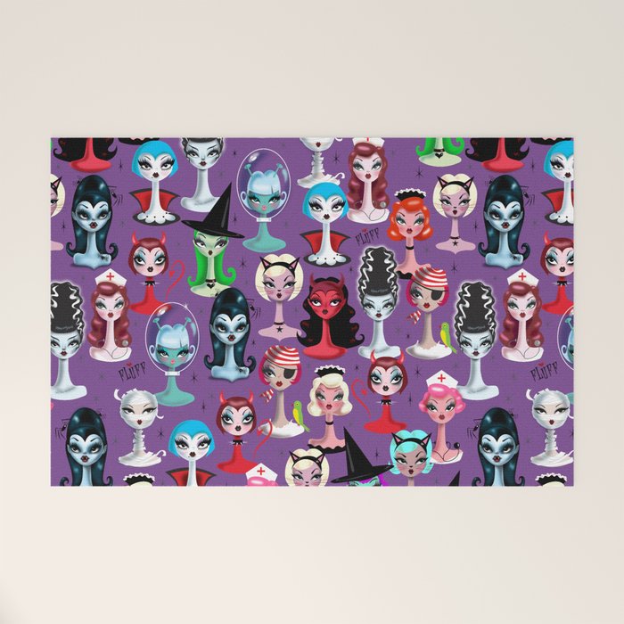 Spooky Dolls Purple Welcome Mat Gallery Image 1