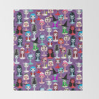 Spooky Dolls Purple Throw Blanket Gallery Image 2