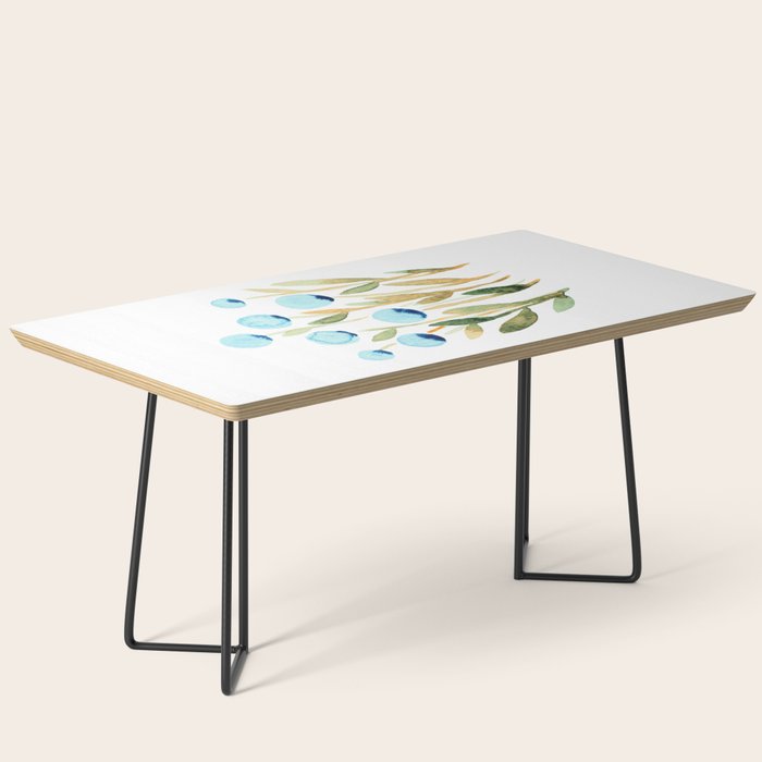 Simple watercolor flowers - blue and sap green Coffee Table Gallery Image 1