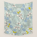Floral elegance mint summer freshness Wall Tapestry Gallery Image 4