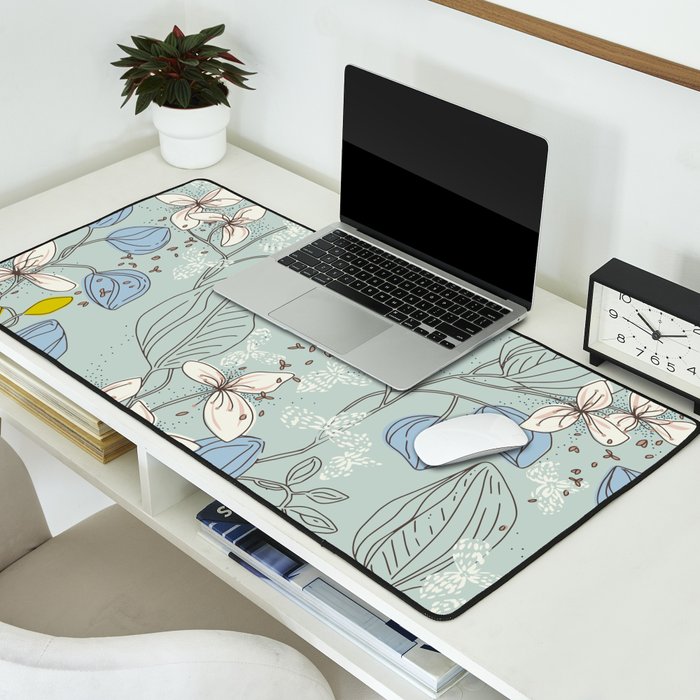 Floral elegance mint summer freshness Desk Mat Gallery Image 2