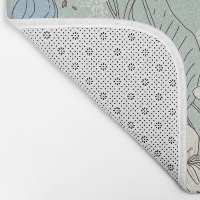 Floral elegance mint summer freshness Bath Mat Gallery Image 2