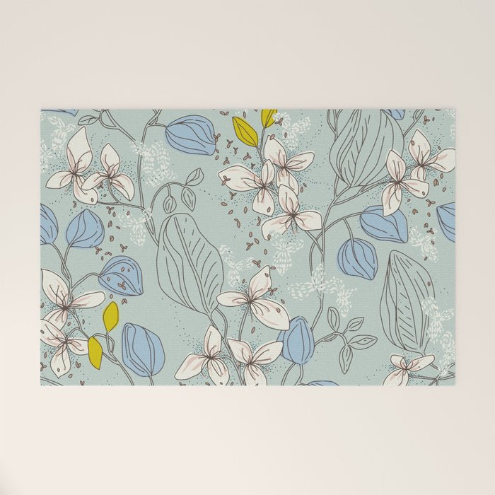 Floral elegance mint summer freshness Welcome Mat Gallery Image 1