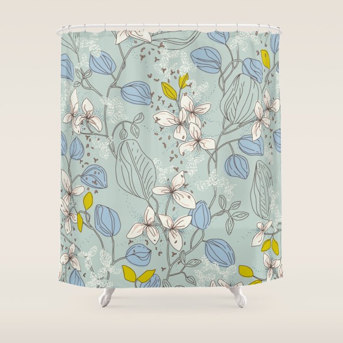 Floral elegance mint summer freshness Shower Curtain Gallery Image 1