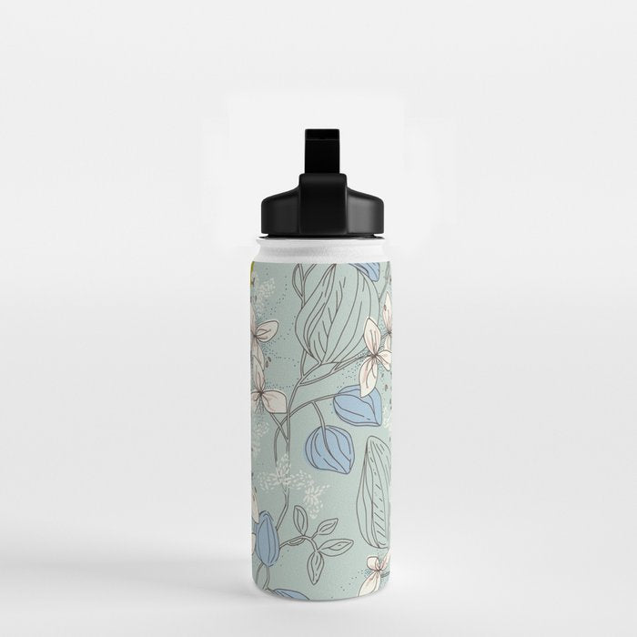 Floral elegance mint summer freshness Water Bottle Gallery Image 2