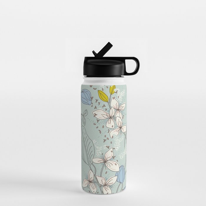 Floral elegance mint summer freshness Water Bottle Gallery Image 1