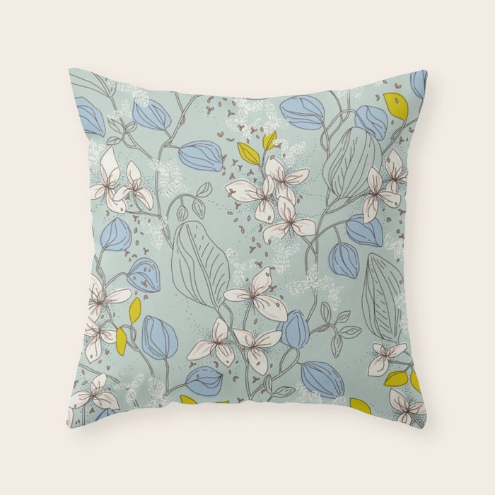 Floral elegance mint summer freshness Throw Pillow Gallery Image 6