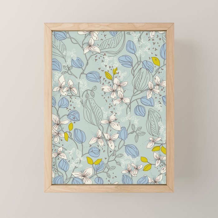 Floral elegance mint summer freshness Mini Art Print Gallery Image 1