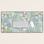 Floral elegance mint summer freshness Desk Mat Gallery Image 1