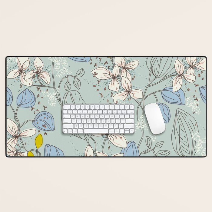 Floral elegance mint summer freshness Desk Mat Gallery Image 1