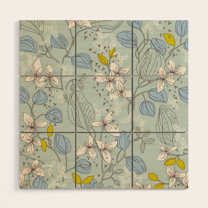 Floral elegance mint summer freshness Wood Wall Art Gallery Image 1