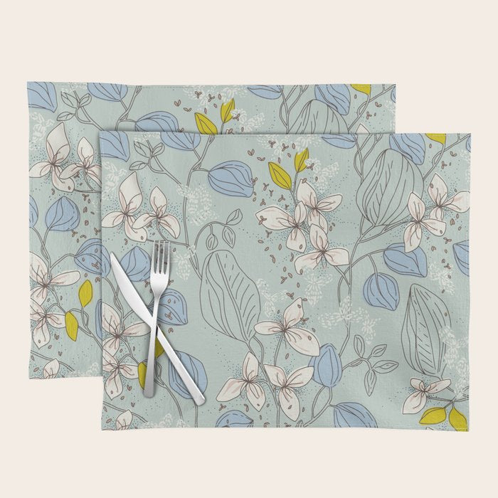 Floral elegance mint summer freshness Placemat Gallery Image 1