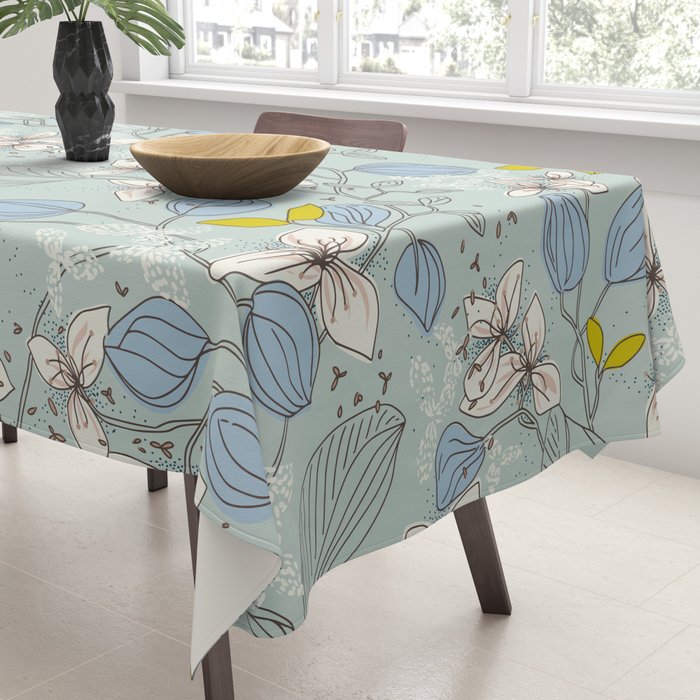 Floral elegance mint summer freshness Tablecloth Gallery Image 3