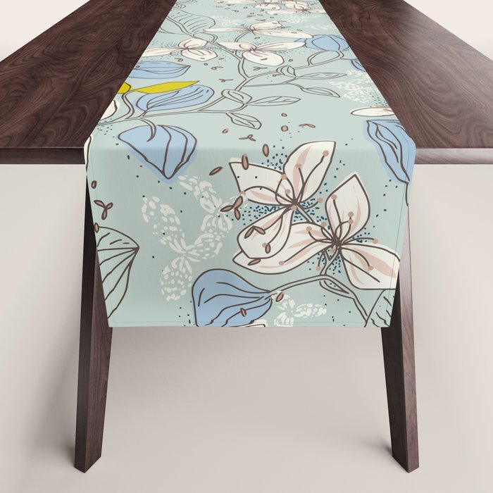 Floral elegance mint summer freshness Table Runner Gallery Image 1