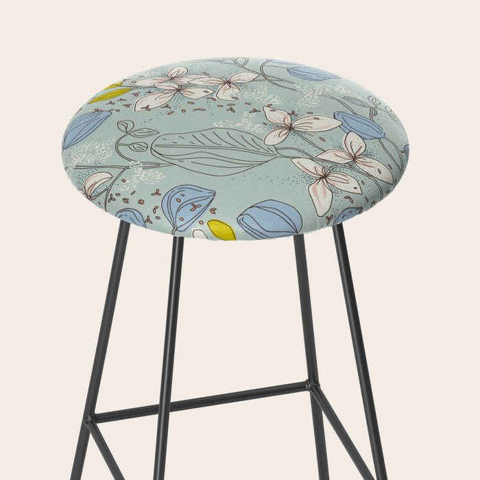 Floral elegance mint summer freshness Stool Gallery Image 2
